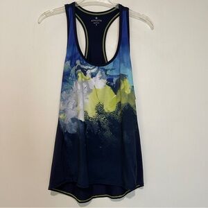 Athleta Navy, Yellow & Light Blue Abstract Racerback Tank, small